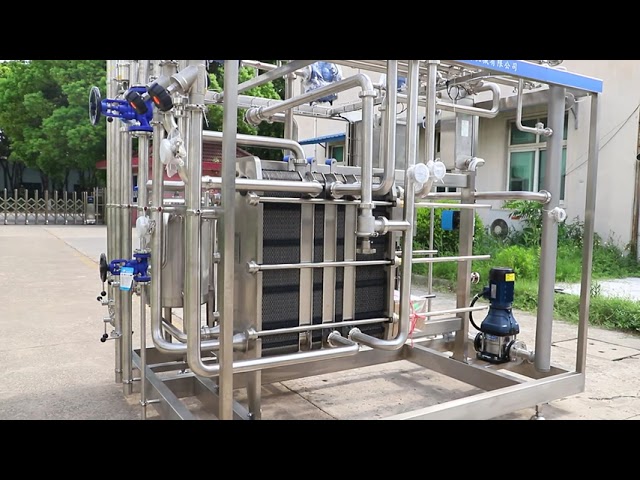 CHINA 1000L Pasteurizer Machine With PLC For Milk / Yogurt / Fruit Juice Processing Line SUS304/316 à vendre